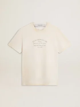 Vit T-shirt för herr i vintage-stil med tryck på framsidan