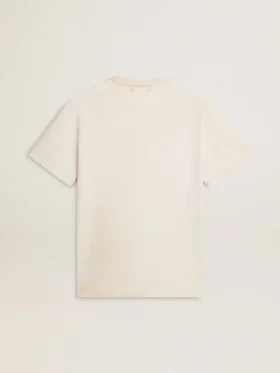 Vit T-shirt för herr i vintage-stil med tryck på framsidan