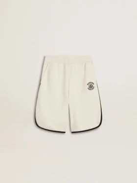 Vita shorts för pojkar med broderad logotyp