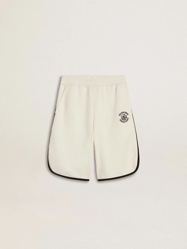 Vita shorts för pojkar med broderad logotyp