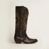 Wish Star-stövlar i svart läder med stjärna i platinalaminerat läder