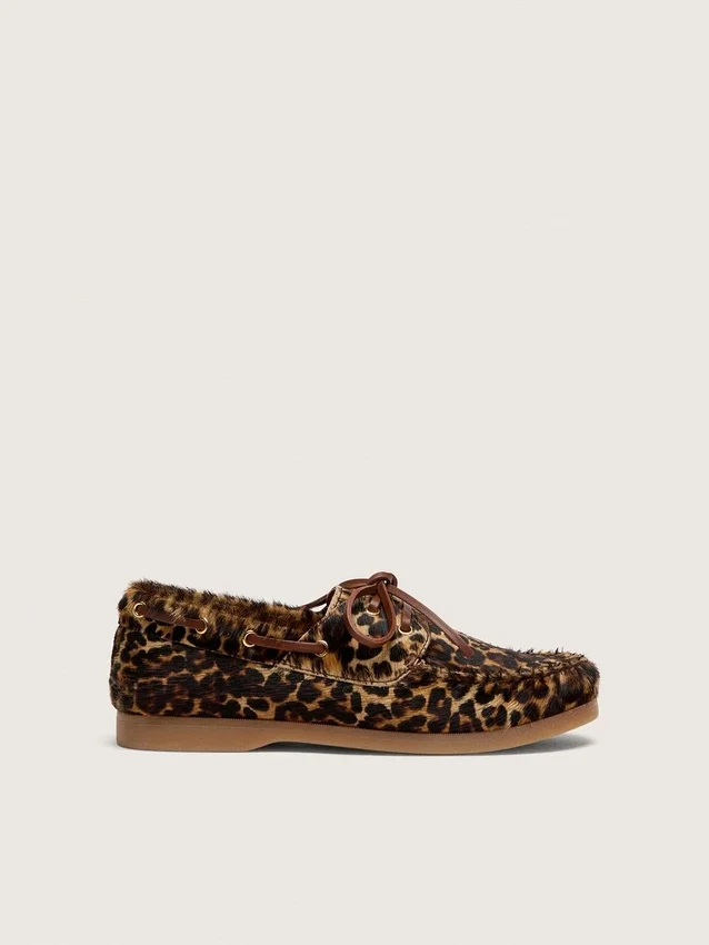 Young Cruise-loafers i ponnyskinn med leopardmönster