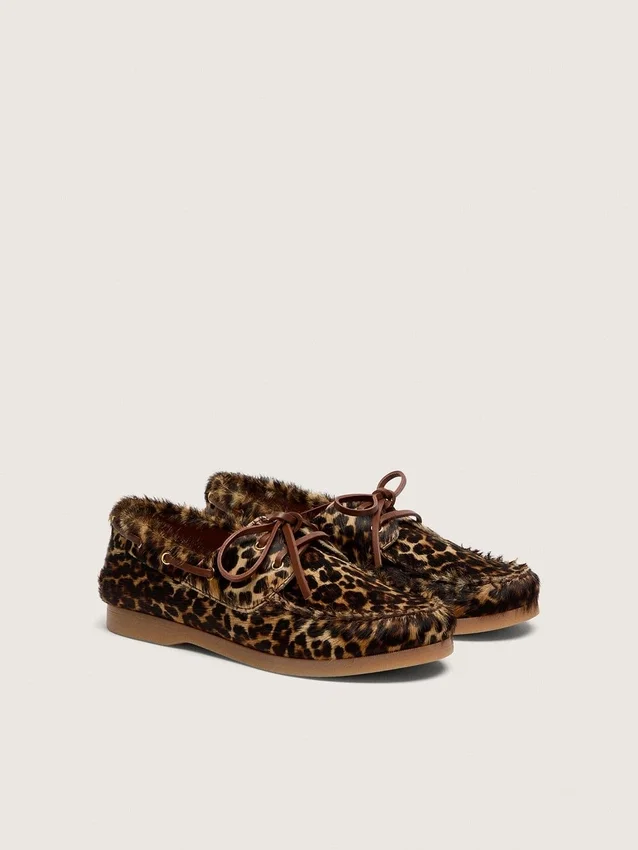 Young Cruise-loafers i ponnyskinn med leopardmönster