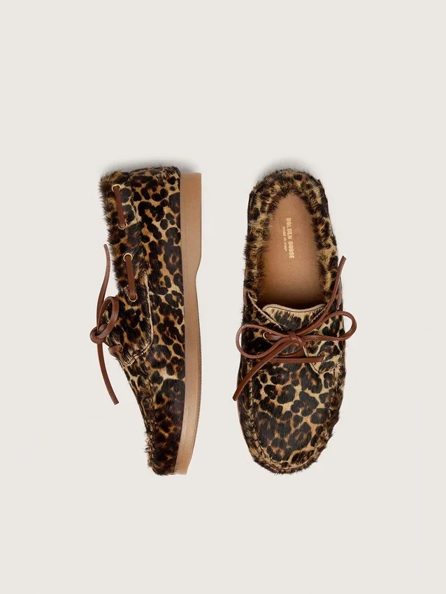 Young Cruise-loafers i ponnyskinn med leopardmönster