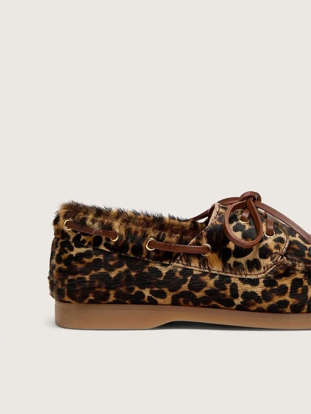 Young Cruise-loafers i ponnyskinn med leopardmönster
